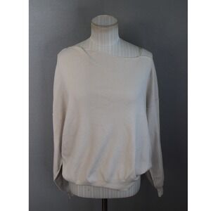 Line and Dot Sweater Large Favorite Off Shoulder Asymmetric Ribbed Knit New